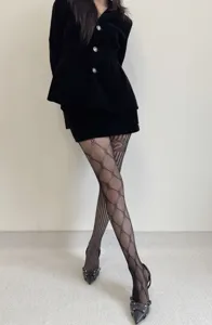 Collants résille à motifs noirs bas sexy ajourés mode femmes vêtements de jambes