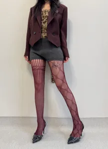 Collants résille sexy transparents bas ajourés motif diamant cœur mode chaussettes