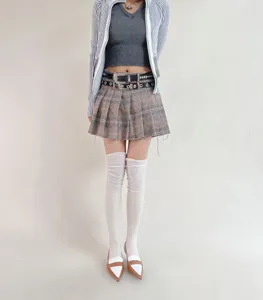 Solid color over-the-knee long socks for women autumn winter soft ribbed casual daily wear