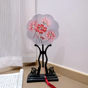Ancient style embroidered round fan with stand tassel hanfu Chinese traditional accessory