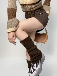Knitted leg warmers for women, winter thick thermal over knee socks, sweet cool JK style boot cuffs.