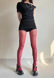 Women's spring summer fishnet tights anti-hook bow ballet style cute sexy hosiery