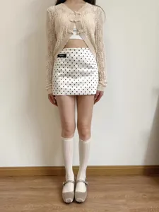 White hollow mesh frill mid-tube socks breathable cute stacked socks sweet style outfit set