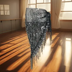 Catena da Vita con Paillettes e Nappe per Danza del Ventre Sciarpa Triangolare Cintura da Ballo Latino Accessori di Gioielli per il Corpo per Donne