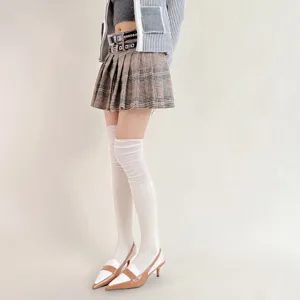 Solid color over-the-knee long socks women winter soft ribbed casual high tube socks.