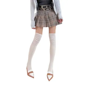 Women over the knee high socks vertical striped spliced long stockings casual winter daily wear