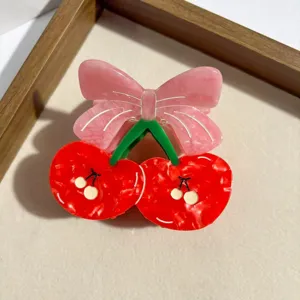 Süße Kirsche Schleife Haarklammer, Acetat Hai Klammer für Mädchen tägliches Haar Styling.