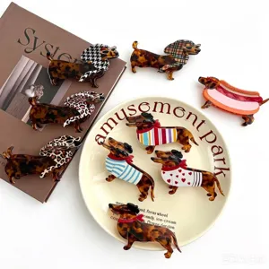 Cute dachshund acetate hair claw clips cartoon animal hair styling accessories for women