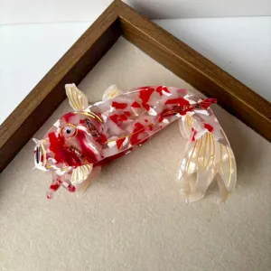 Cute red white koi fish acrylic hair claw clip, creative cute shark clip for women styling