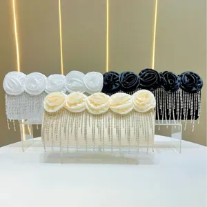 Luxus Damen Abendtasche Strass Quaste Clutch Geldbörse Elegante Blume Hochzeit Party Designer Handtasche Mit Kurzer Kette