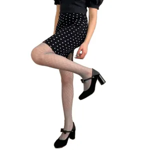 Women's gray diamond patterned pantyhose summer thin fishnet tights sweet sexy style stockings.