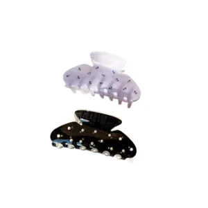 Elegante Perlen Strass Haarklammer Set, vielseitige Haarkralle fuer Damen Alltag Styling.