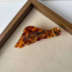Tortoiseshell Cat Acetate Hair Claw Clip Cute Animal Hairpin Trendy Style Detail View Accessory