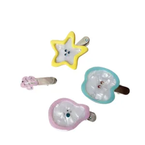 Mollette per capelli in acetato, forme di frutta e stella, graziosi accessori per bambine.