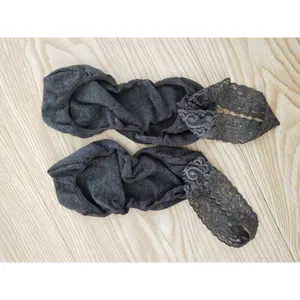 Dunkelgraue Lolita Spitzen-Bootssocken mit Riemen-Design, süße japanische Baumwollsocken.