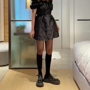 Black fake high knee socks pantyhose sexy sheer tights women fashion hosiery wear