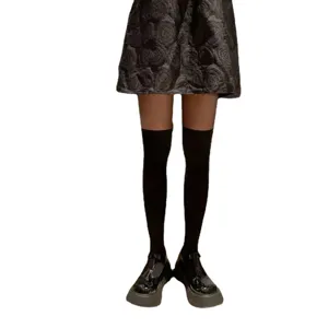 Sexy fake thigh-high tights and platform shoes outfit for women, sweet and cool style daily wear.
