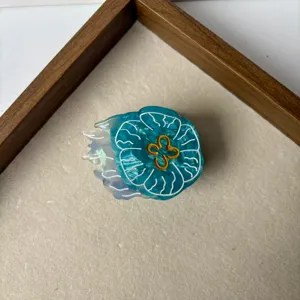 Blue jellyfish hair claw clip cute transparent shark clip for women styling cute hair accessories
