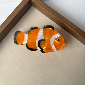 Cute clownfish hair claw clip, orange acrylic shark clip for women hair accessory cute