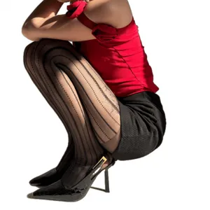 Spring summer sheer pantyhose vertical striped jacquard tights slim fit hosiery for women