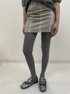 Collants en tricot gris pour femmes, leggings chauds d'hiver à motif losanges pour le style.