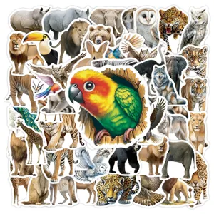 50pcs waterproof wild animal stickers pack for phone laptop luggage cute cartoon decals