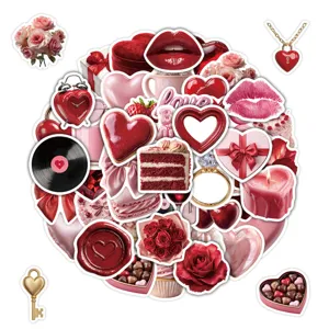 Valentine day waterproof decorative stickers set red love heart romantic decals.