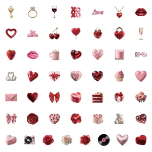 Valentine day waterproof stickers set romantic heart lips rose DIY phone decor decals