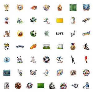 World cup football waterproof stickers pack, cute cartoon sports decals for water bottle phone.