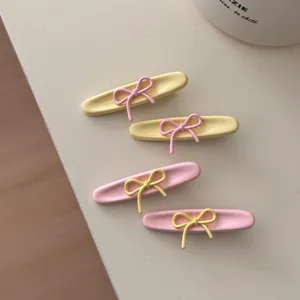Fermagli per Capelli a Fiocco Dolce Stile Coreano per Donne Ragazze Lega Colore a Contrasto Lunghe Mollette Accessori Estetici per Uso Quotidiano