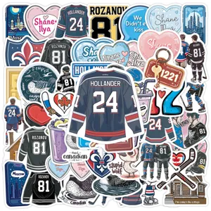 50 Pcs Hockey Romance Waterproof Stickers Cute Vinyl Decals for Water Bottle Phone Laptop
