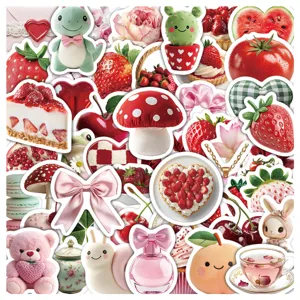 Waterproof PVC Cartoon Strawberry Graffiti Stickers Ins Style Cute Decals For Water Bottle Phone Laptop Decor