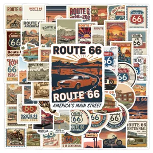 Confezione adesivi retrò Route 66, adesivi vintage impermeabili per borraccia e PC.