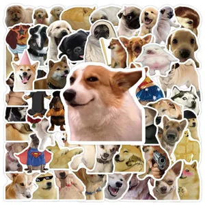 Cute dog meme stickers waterproof vinyl decal pack for water bottles laptop decoration 50pcs
