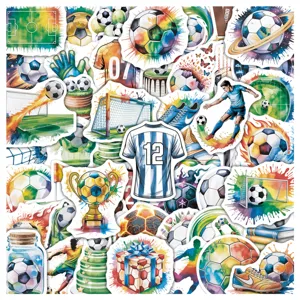 Set adesivi calcio acquerello impermeabili decalcomanie in vinile per bottiglie laptop custodie