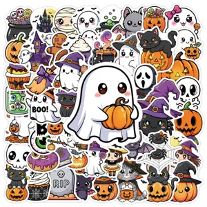 Halloween cute ghost pumpkin stickers waterproof vinyl decal pack for water bottle laptop