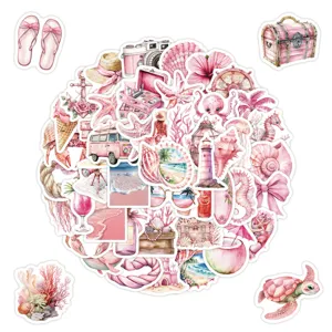 Cute pink summer aesthetic stickers waterproof vinyl decals for water bottle laptop case