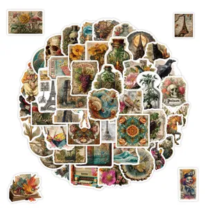 Vintage junk journal stickers set, waterproof decorative aesthetic scrapbooking stickers pack.