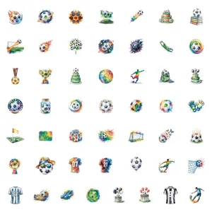 50 pz adesivi calcio acquerello impermeabili adesivo sportivo carino per bottiglia telefono