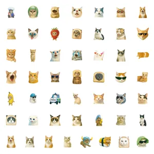Simpatici adesivi gatti impermeabili in vinile per borraccia computer portatile 50pz