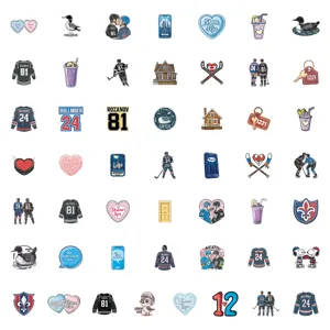 50pcs hockey romance waterproof stickers for water bottles laptops cute vinyl decal set