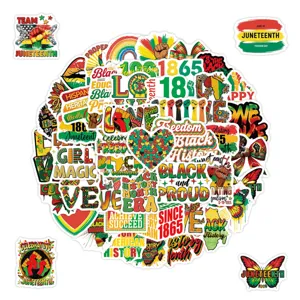 Paketo 50 adiabrechoi autokollitoi Juneteenth Black History Month gia water bottle laptop.