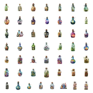Waterproof witch potion bottle stickers set, perfect for laptop, water bottle decor.