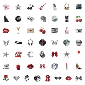 Y2K Millennium Aesthetic Glitter Stickers Waterproof Phone Decals Pack - 50pcs Set