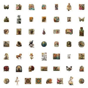Vintage junk journal stickers waterproof decorative decal pack for laptop water bottle art