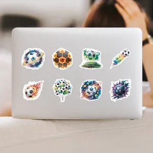 Adesivi per calcio ad acquerello su laptop, decalcomanie in vinile impermeabili per bottiglie.