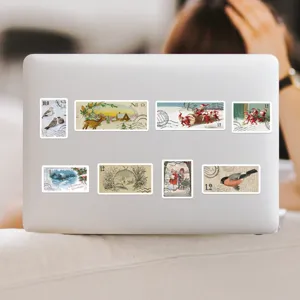 Vintage Weihnachts Briefmarken Aufkleber wasserdichte dekorative Sticker fuer Laptop Tasse.