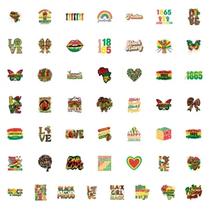 50 τεμ. αδιάβροχα αυτοκόλλητα Juneteenth Black History Month για μπουκάλι νερού