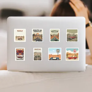 Adesivi decorativi impermeabili Vintage Route 66 per laptop, borraccia e fai da te.