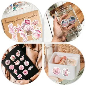 Pink summer aesthetic stickers waterproof vinyl decal pack for laptop water bottle cup.
